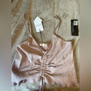 Promesa Light Pink Speckled Ruched Crop Top